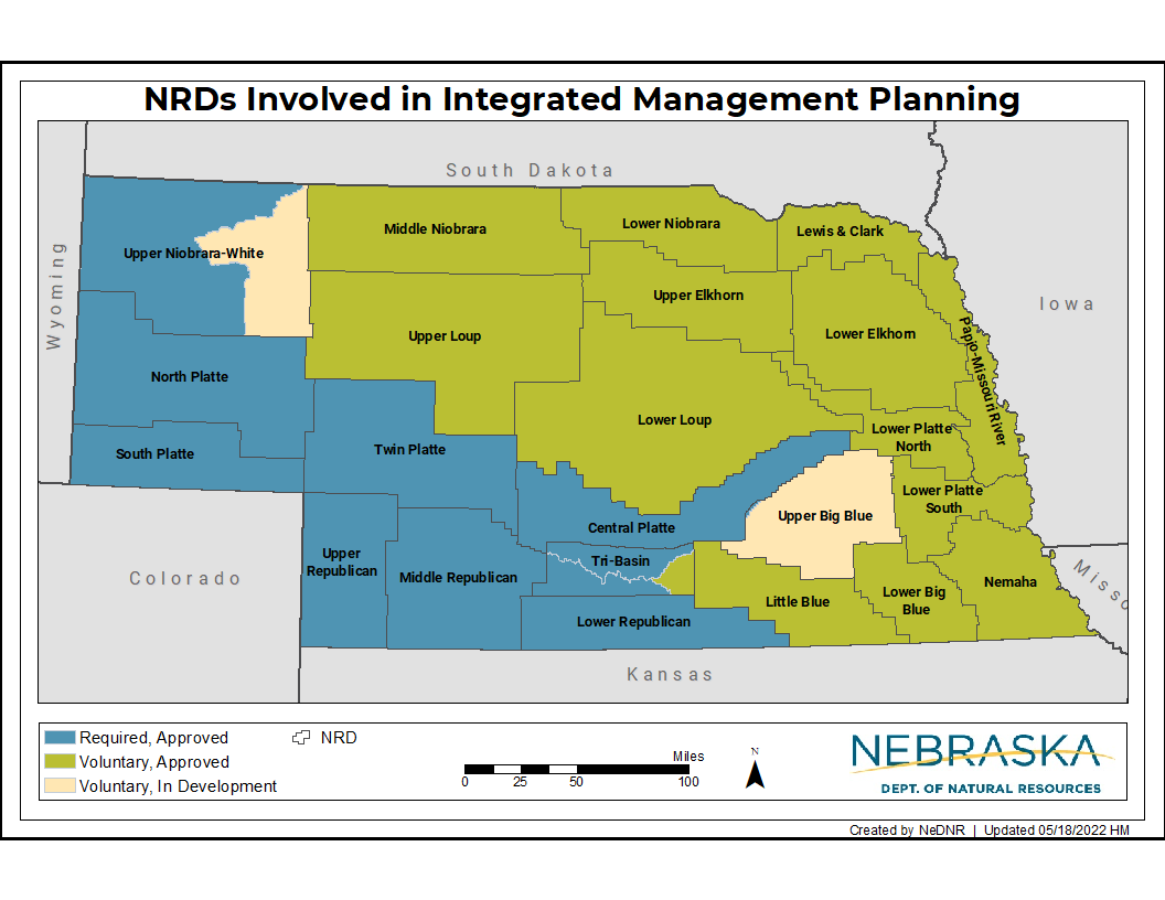 A map of IMP development across the state of Nebraska