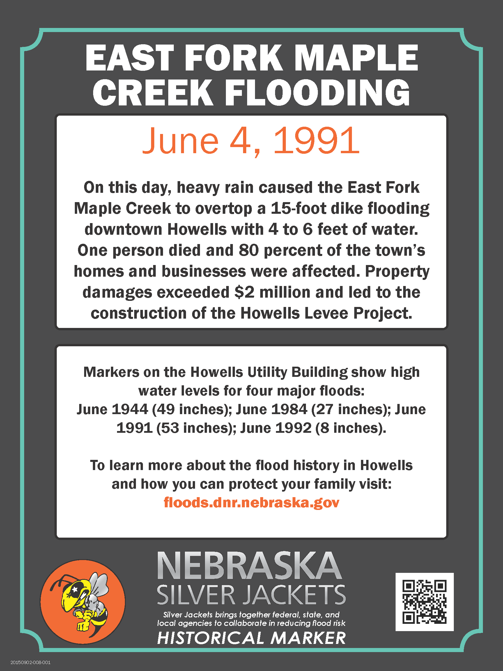 East Fork Maple Creek Flooding sign