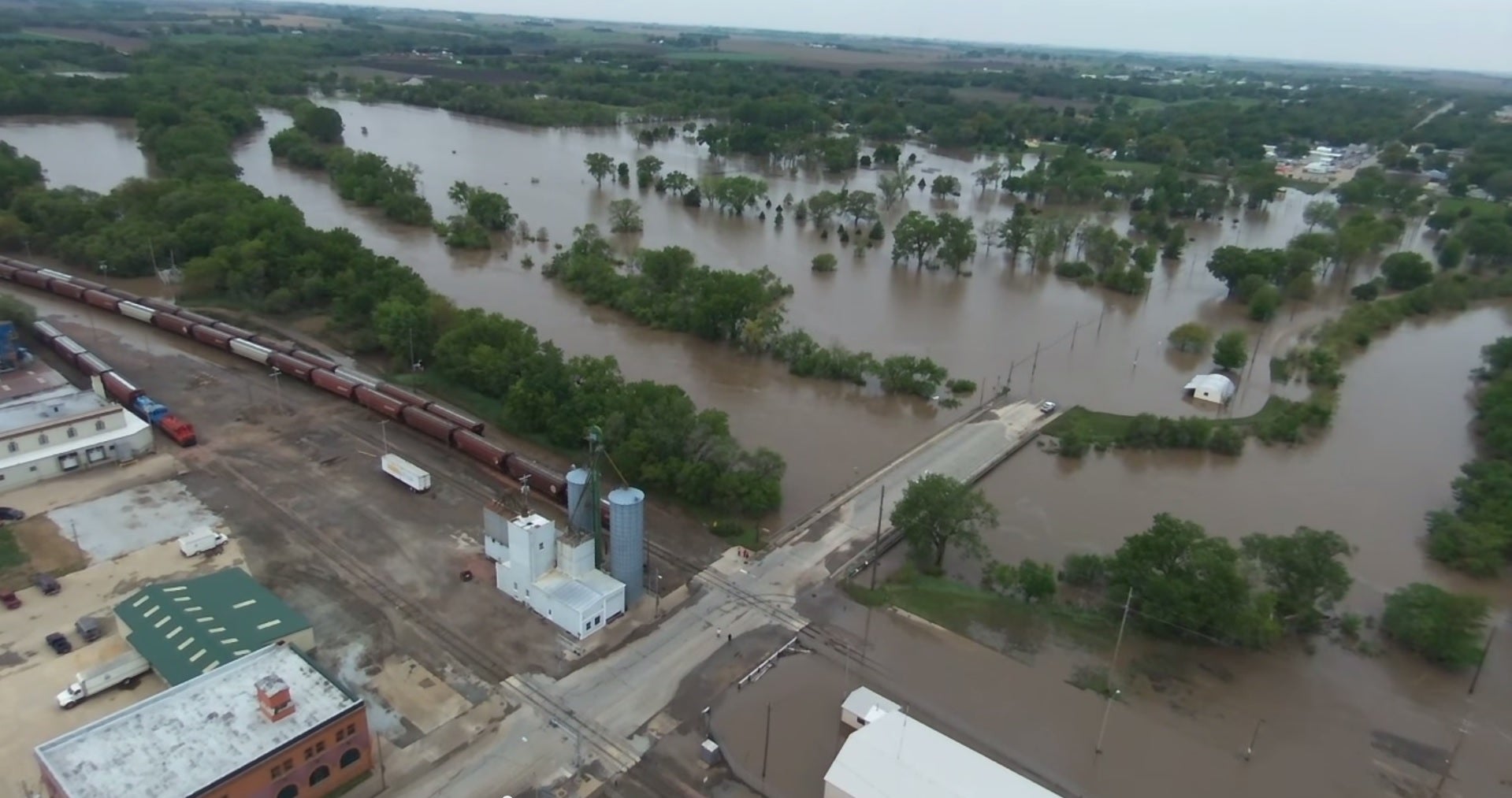 airal view of flooding in Beatrice, Nebraska